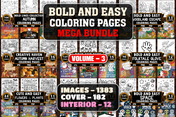 1383 Bold and Easy Coloring Pages Bundle