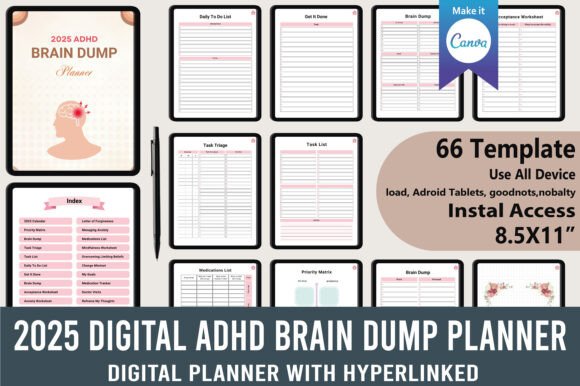 2025 Digital ADHD Brain Dump Planner