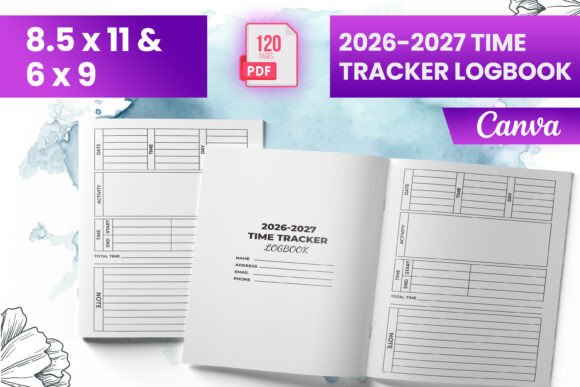 2026-2027 Time Tracker Logbook for Amazon KDP and Canva