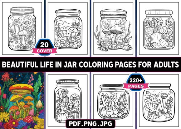 220 Beautiful Life in Jar Coloring Pages: A Creative Resource for Adults