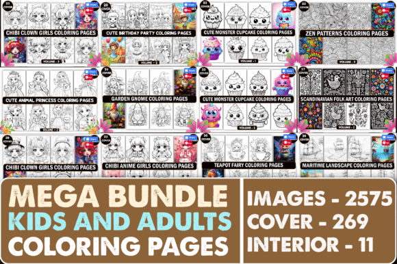 2575 Kids Adults Coloring Pages Bundle