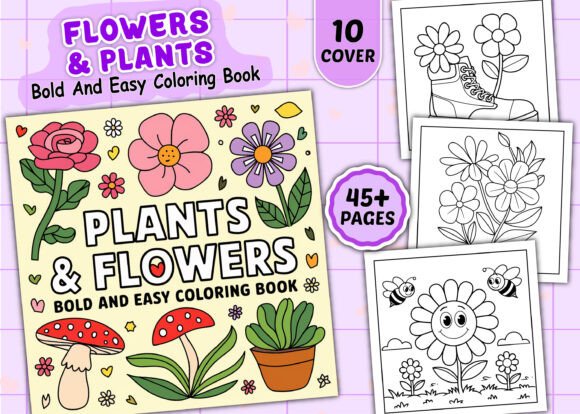 Bold and Easy Flowers Plants Coloring
